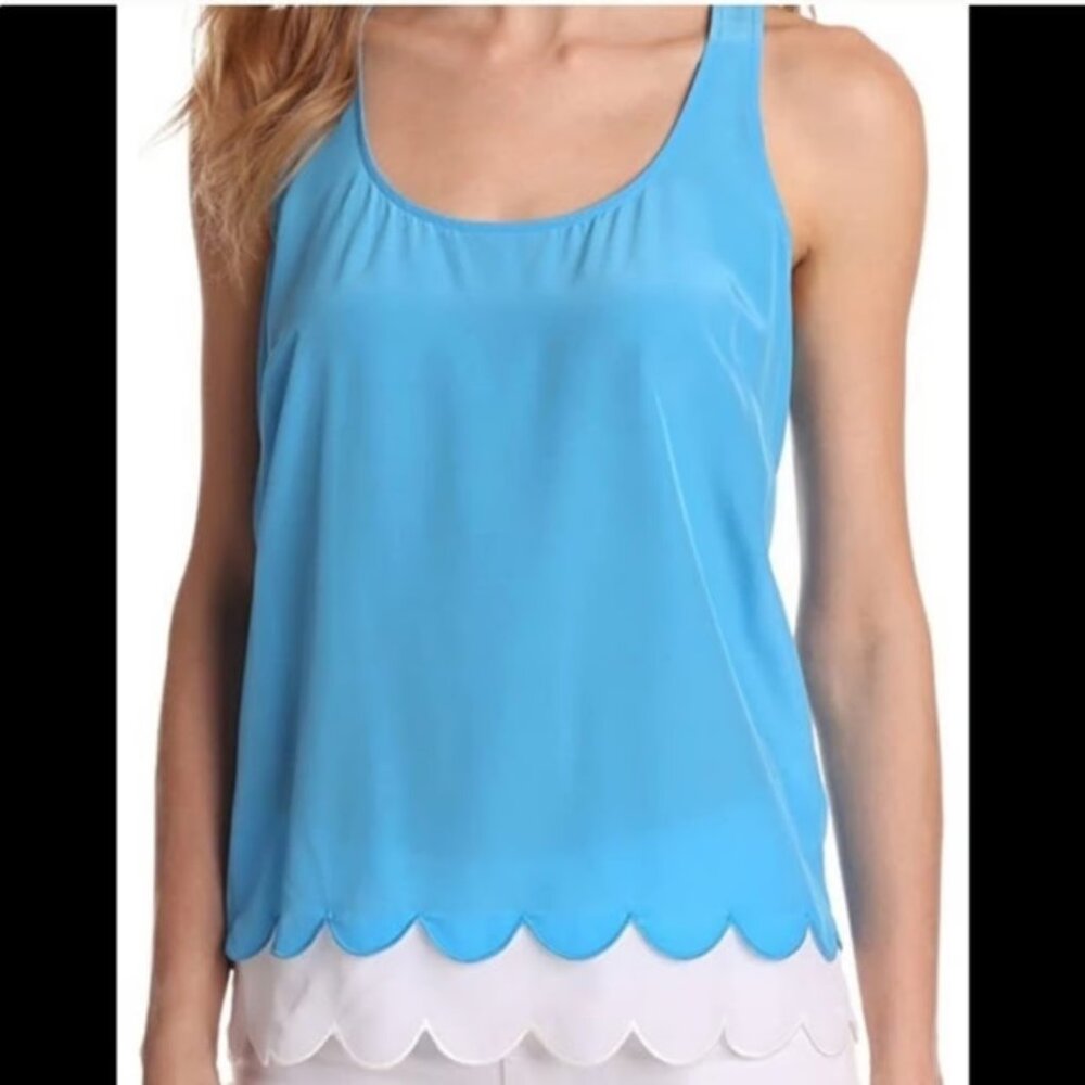 Lilly Pulitzer Tank Blue White 100% Silk